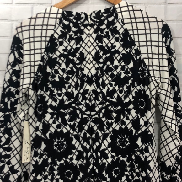 Eliza J Black White Grid Floral Shift Dres… - Picture 9 of 9